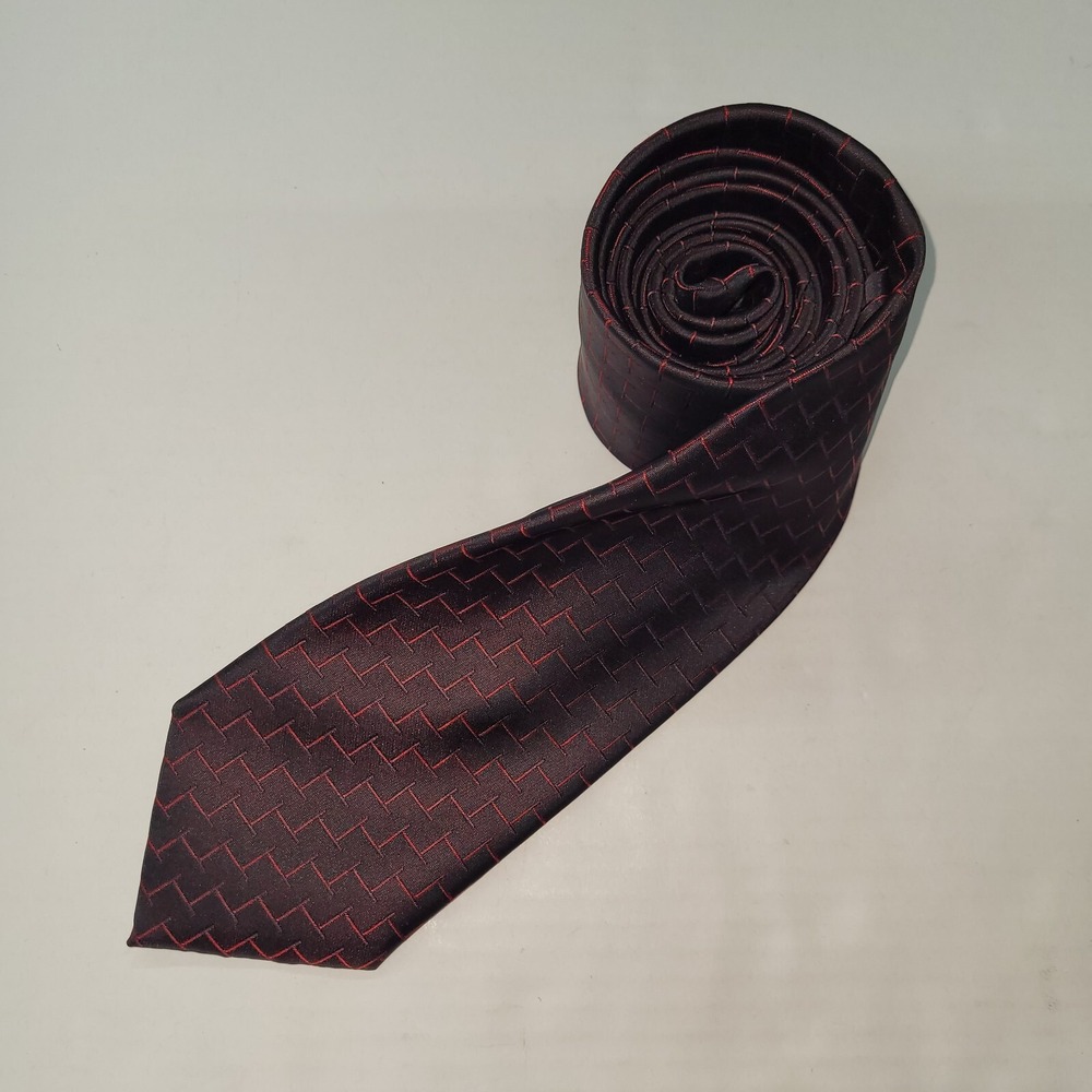 CM Gold Series Men's Necktie Burgundy Red Geometric Pattern Formal 65"‎ Long